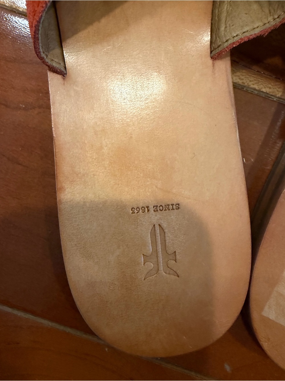 Frye Orange Suede Crisscross Slide Mules - Picture 3 of 6